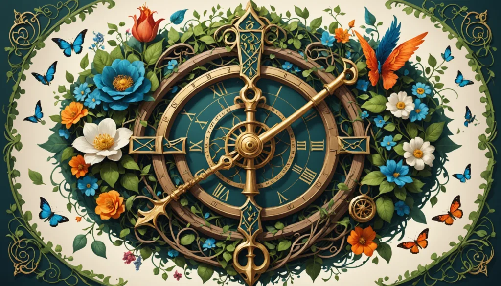 Ornate clock with flowers and butterflies