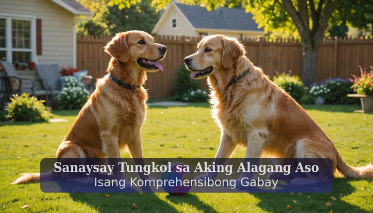 Two golden retrievers sitting in a sunny backyard