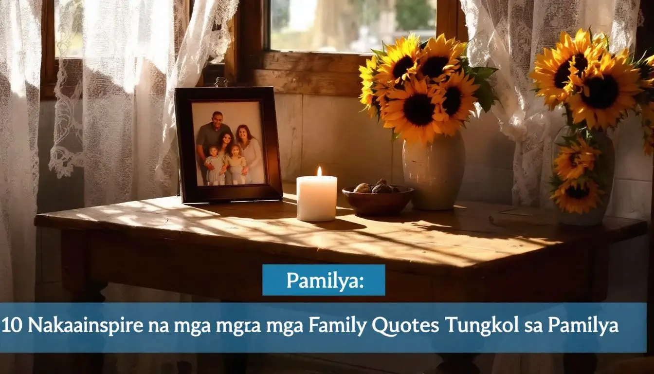 Family photo on table with sunflowers and candle.
