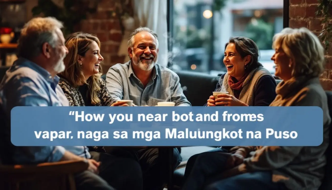 Group of friends laughing, drinking coffee together.