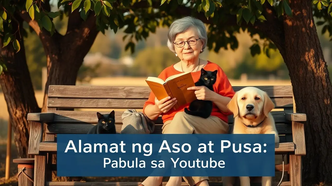 Woman reading on bench with dog and cat.
