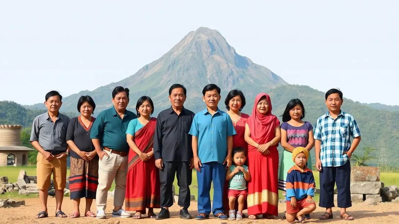 Ang grupo ng mga Pilipinong mamamayan na may kasamang bata, babae, at lalaki ay nagtitipon sa harap ng Bundok Kanlaon, na nagpapakita ng kanilang paghanga at respeto sa napakaganda at makabuluhang bundok. Ang grupo ng mga Pilipinong mamamayan na may kasamang bata, babae, at lalaki ay nagtitipon sa harap ng Bundok Kanlaon, na nagpapakita ng kanilang paghanga at respeto sa napakaganda at makabuluhang bundok.