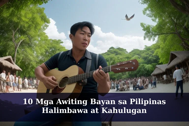 Guitarist performing in a Filipino village setting.