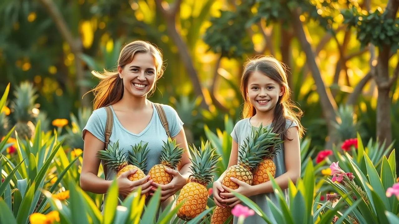 Isa itong larawan ng isang ina at anak na nagtatanim ng pinya sa isang Filipino village. Isa itong larawan ng isang ina at anak na nagtatanim ng pinya sa isang Filipino village.
