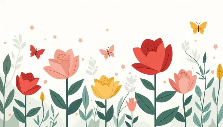 Colorful flowers and butterflies illustration