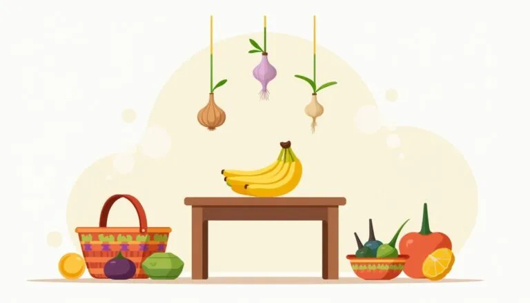 Fruits and vegetables on table and basket