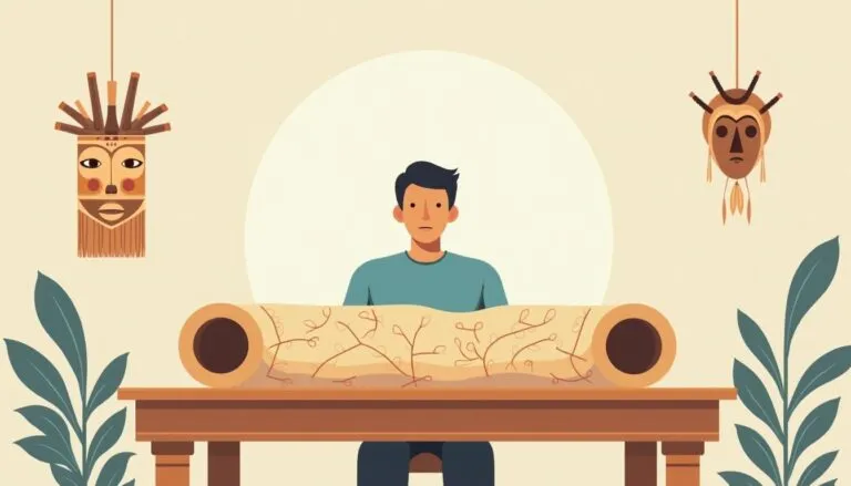 Person sitting at table with masks and plants