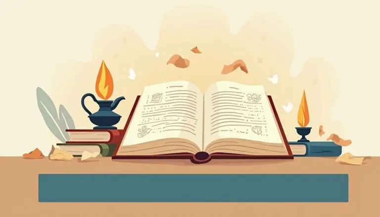 Open book with candles and autumn leaves